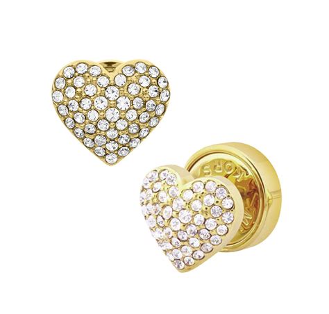 michael kors heart stud earrings gold|michael kors pave stud earrings.